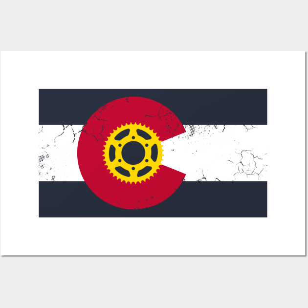 Colorado Flag Mountain Bike Cyclist Biking Outdoors Wall Art by E